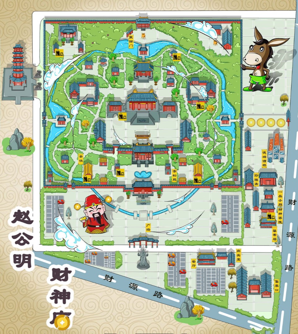 吉水寺庙类手绘地图